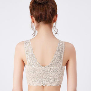 Front Cross Side Buckle Wireless Lace Bra